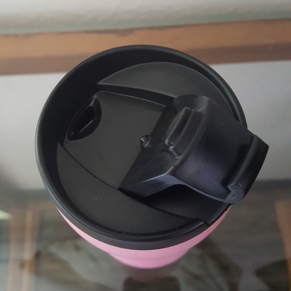 Starbucks 2008 pink and silver curvy stainless steel hot beverage cup mug 12oz - Picture 8 of 12